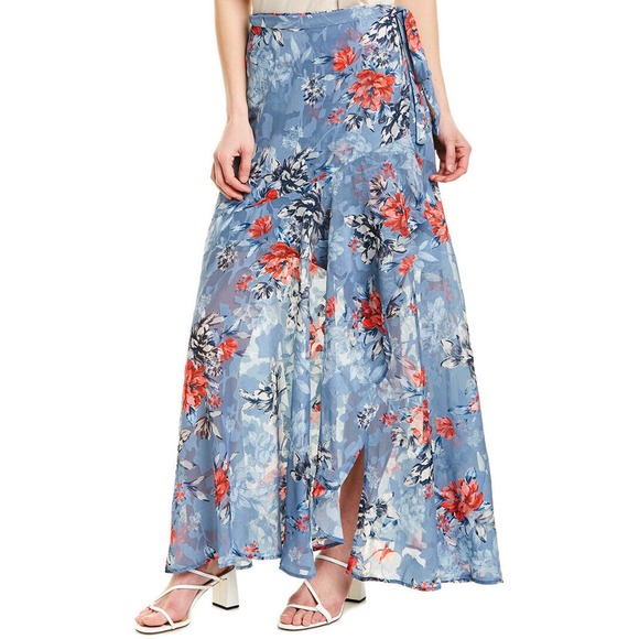French Connection Skirt Long Floral Blue Wrap Sz 0 NEW NWT 391 - Picture 1 of 2